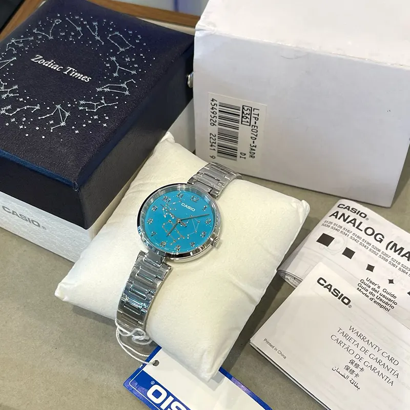 Casio Blue Dial Silver-tone Ladies Watch | LTP-E07D-3A
